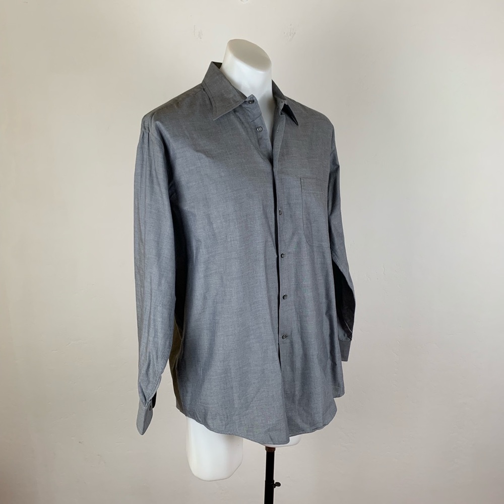 Giorgio Armani Le Collezioni Men's Light Gray Dress Shirt Size 16, 32/33 - Picture 5 of 6